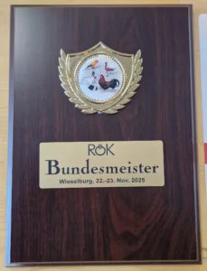 RÖK Auszeichnung Bundesmeister 2025 für Orloff rotbunt